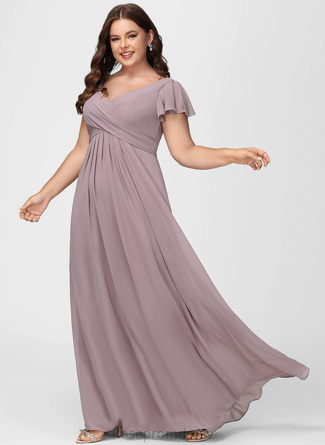 Straps&Sleeves Floor-Length Fabric Length A-line Silhouette V-Neck Neckline Tania A-Line/Princess Natural Waist Floor Length Bridesmaid Dresses