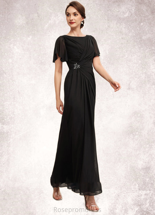 Sophia A-Line Scoop Neck Ankle-Length Chiffon Mother of the Bride Dress With Ruffle Beading SRSP0014533