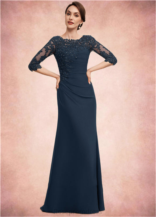 Seraphina A-Line Scoop Neck Floor-Length Chiffon Lace Mother of the Bride Dress With Ruffle Beading Sequins SRSP0014536