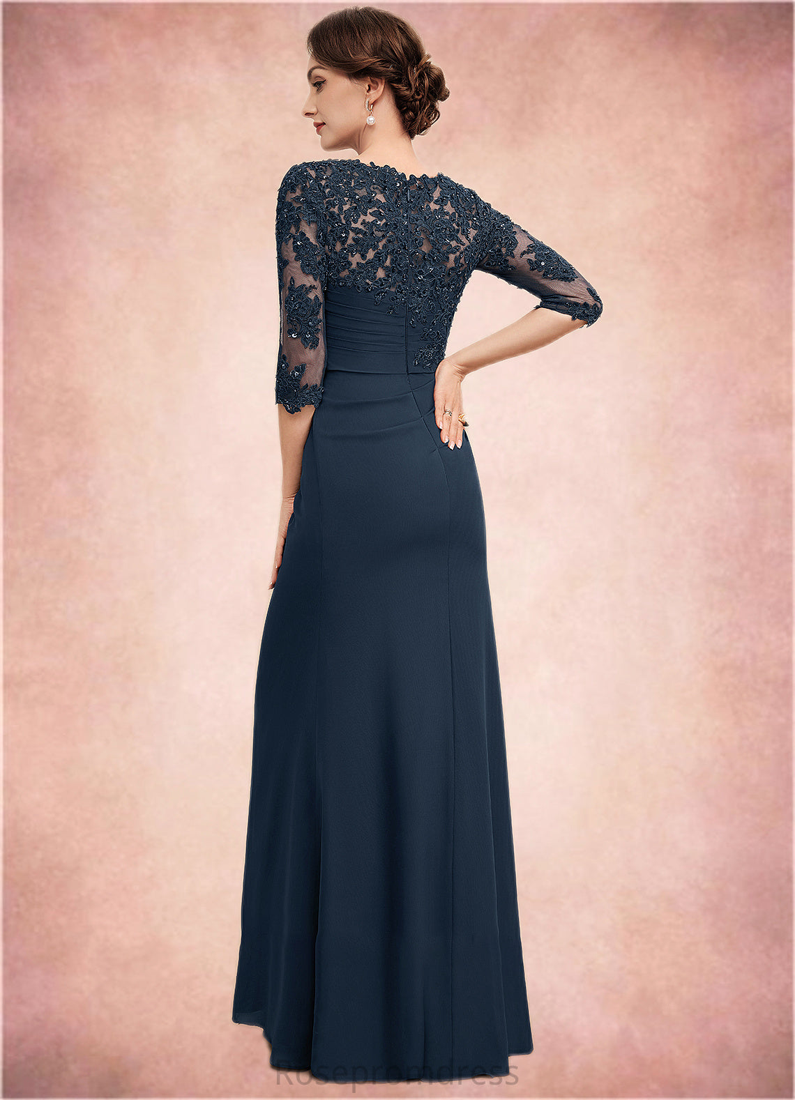 Seraphina A-Line Scoop Neck Floor-Length Chiffon Lace Mother of the Bride Dress With Ruffle Beading Sequins SRSP0014536