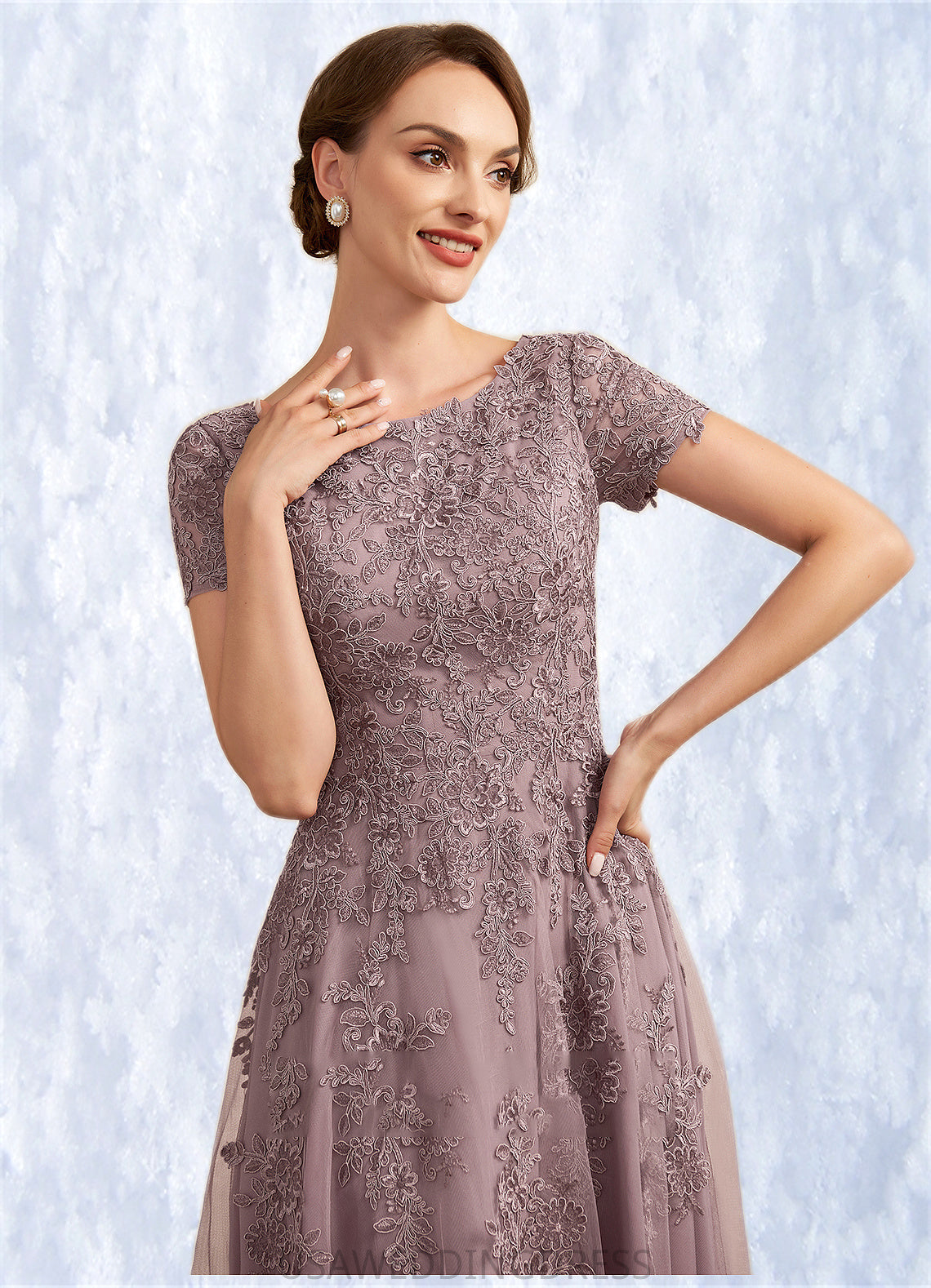 Mya A-Line Scoop Neck Tea-Length Tulle Lace Mother of the Bride Dress DS126P0014538