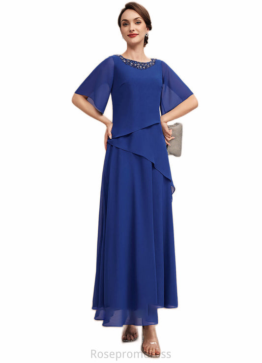 Everleigh A-Line Scoop Neck Ankle-Length Chiffon Mother of the Bride Dress With Beading SRSP0014544