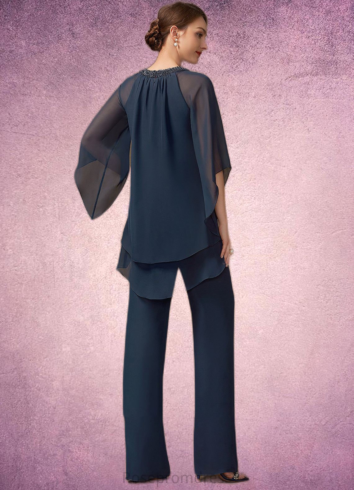 Dominique Jumpsuit/Pantsuit Scoop Neck Chiffon Mother of the Bride Dress With Beading Sequins SRSP0014547