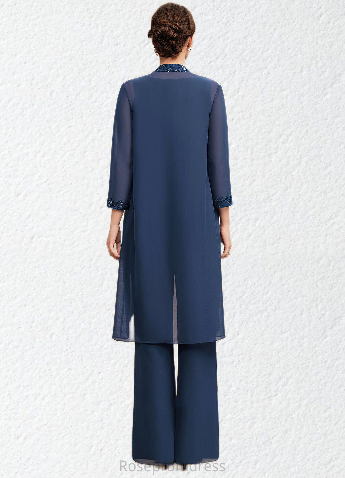 Autumn Jumpsuit/Pantsuit Scoop Neck Floor-Length Chiffon Lace Mother of the Bride Dress With Sequins SRSP0014567