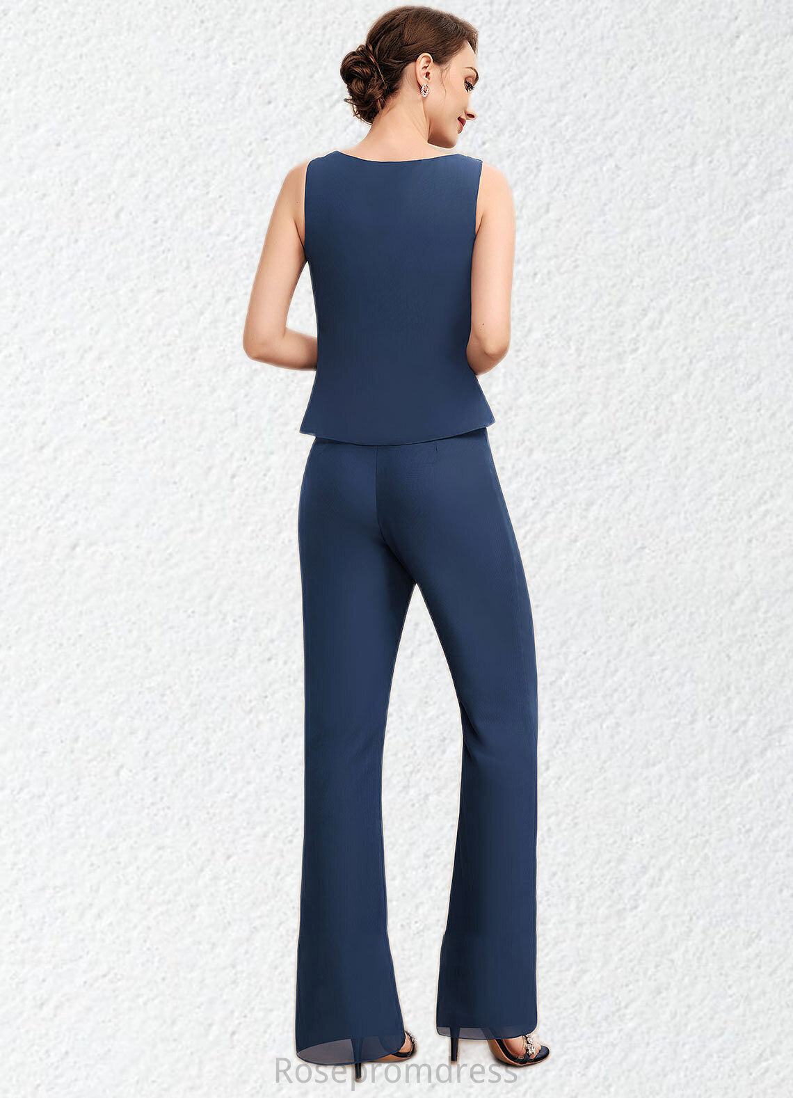 Autumn Jumpsuit/Pantsuit Scoop Neck Floor-Length Chiffon Lace Mother of the Bride Dress With Sequins SRSP0014567