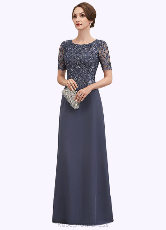 Isabell A-Line Scoop Neck Floor-Length Chiffon Lace Mother of the Bride Dress SRSP0014568
