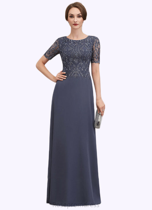 Isabell A-Line Scoop Neck Floor-Length Chiffon Lace Mother of the Bride Dress SRSP0014568