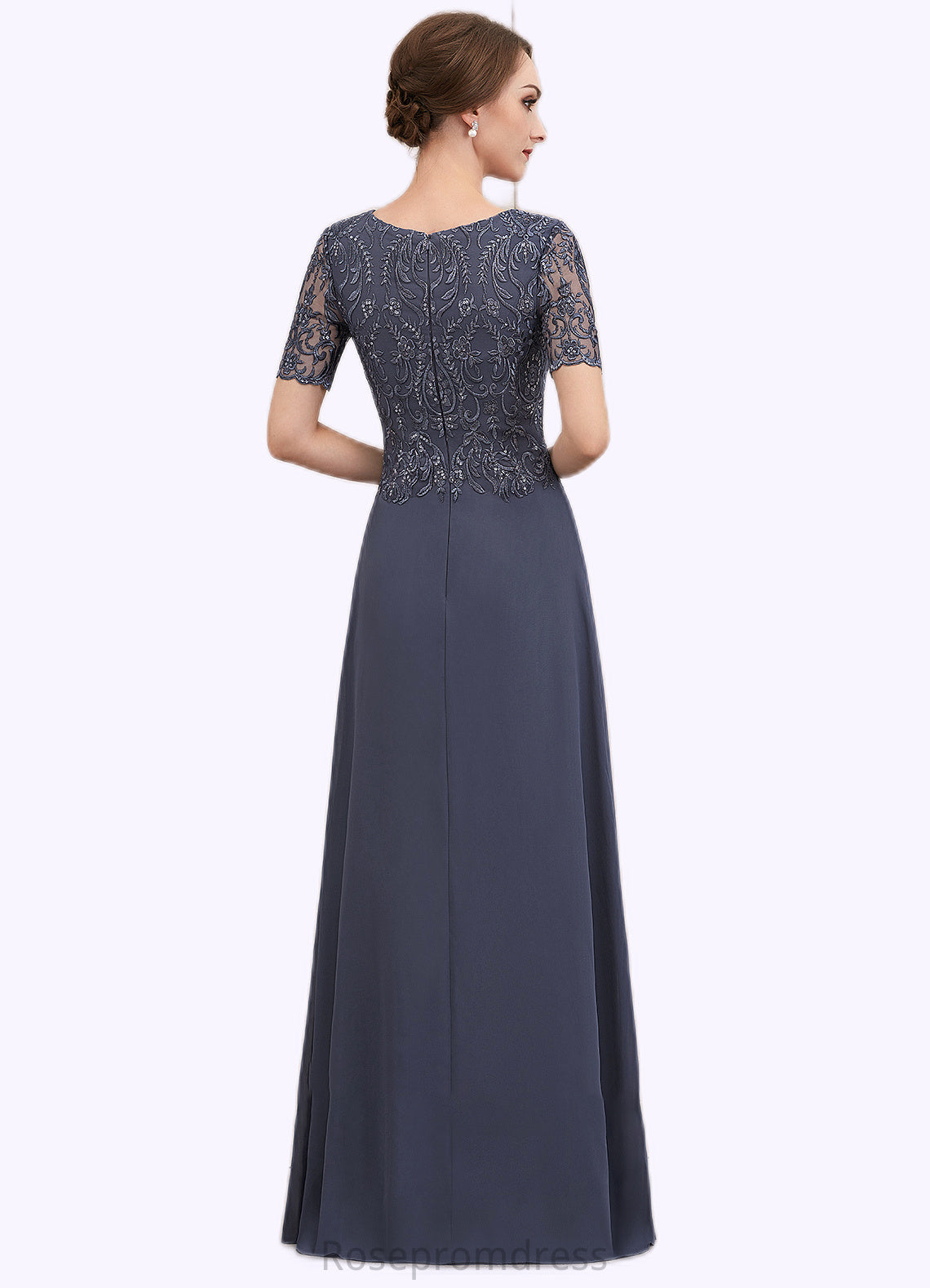 Isabell A-Line Scoop Neck Floor-Length Chiffon Lace Mother of the Bride Dress SRSP0014568