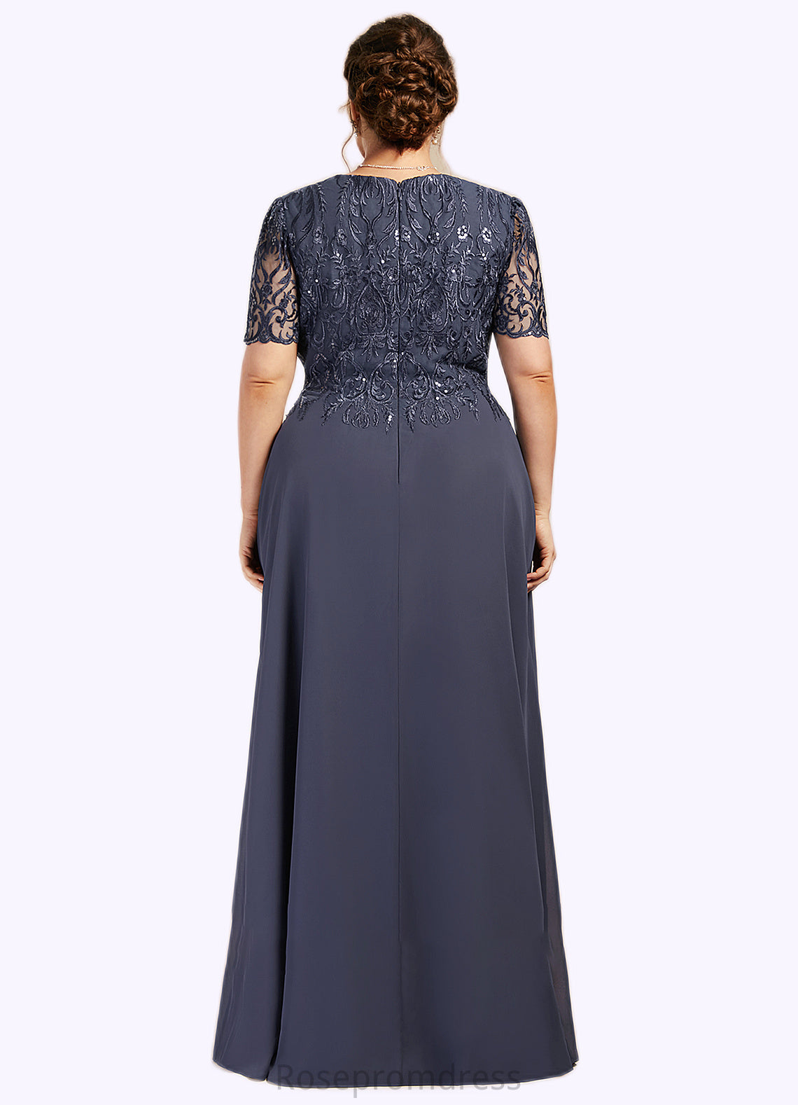 Isabell A-Line Scoop Neck Floor-Length Chiffon Lace Mother of the Bride Dress SRSP0014568