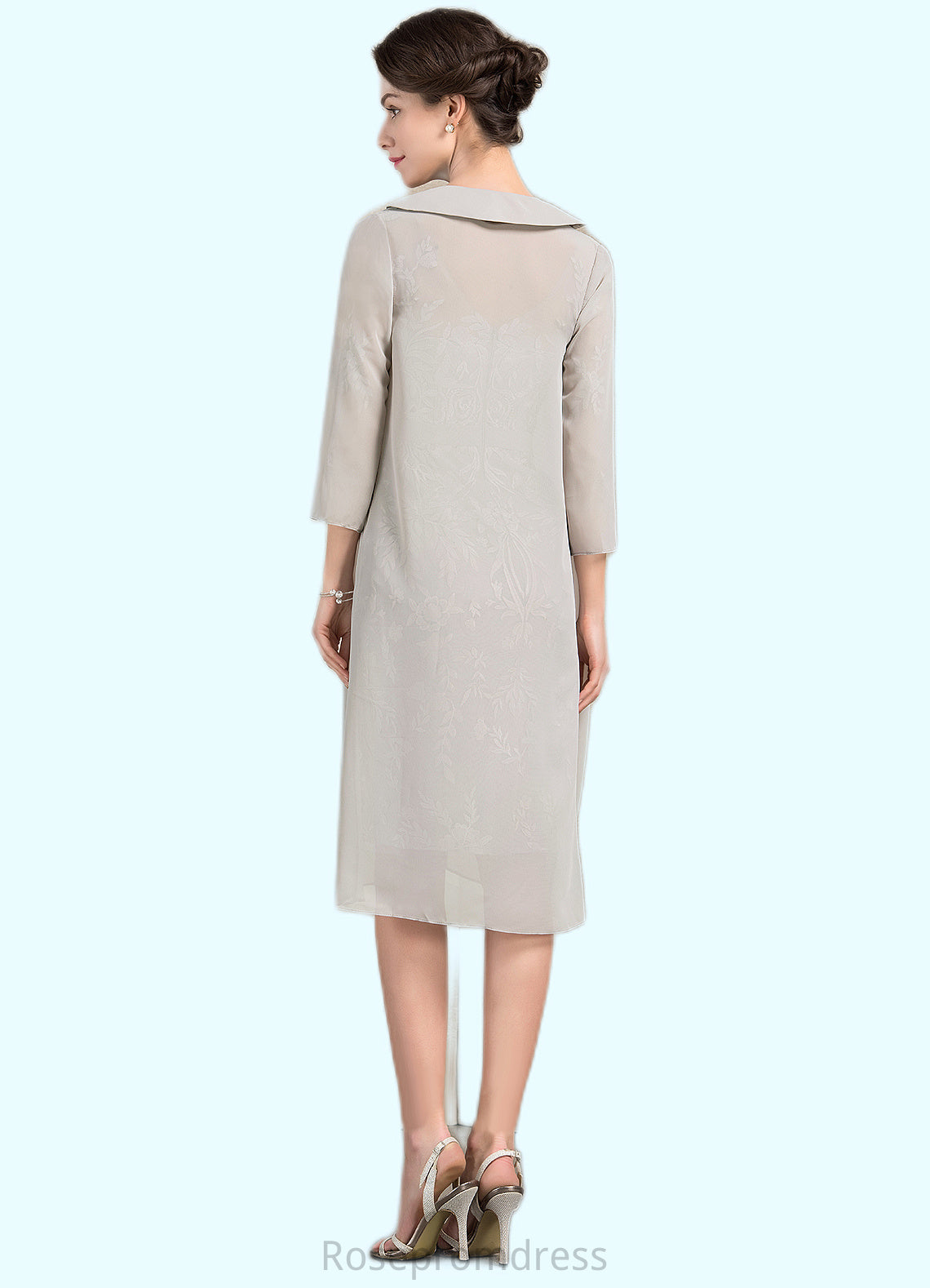 Annika Sheath/Column V-neck Knee-Length Lace Mother of the Bride Dress SRSP0014570