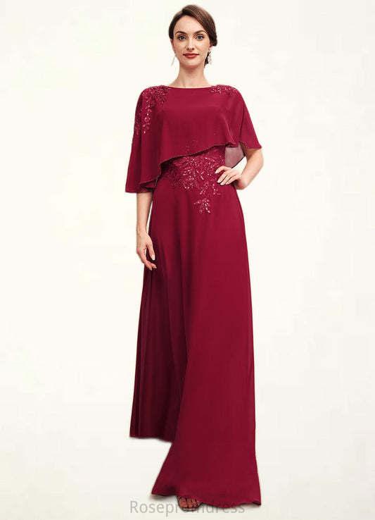 Kailey A-Line Scoop Neck Floor-Length Chiffon Mother of the Bride Dress With Lace Beading Sequins SRSP0014583