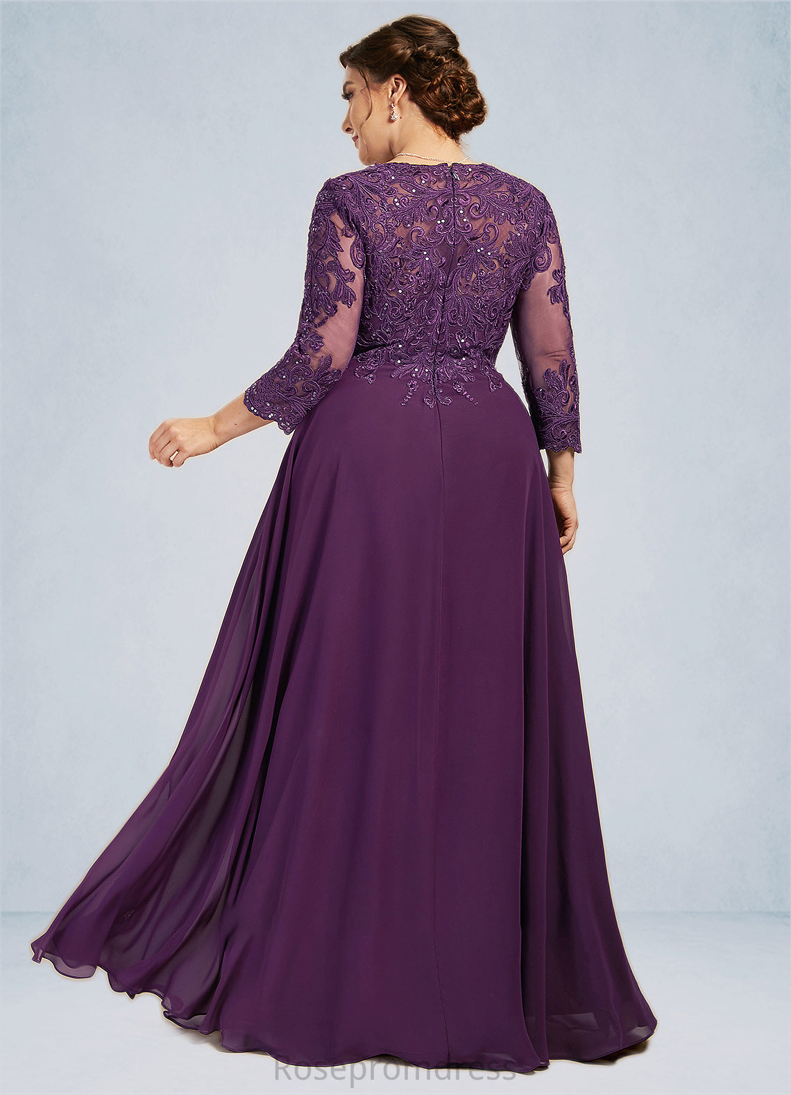 Ariel A-Line Scoop Neck Floor-Length Chiffon Lace Mother of the Bride Dress With Sequins SRS126P0014590