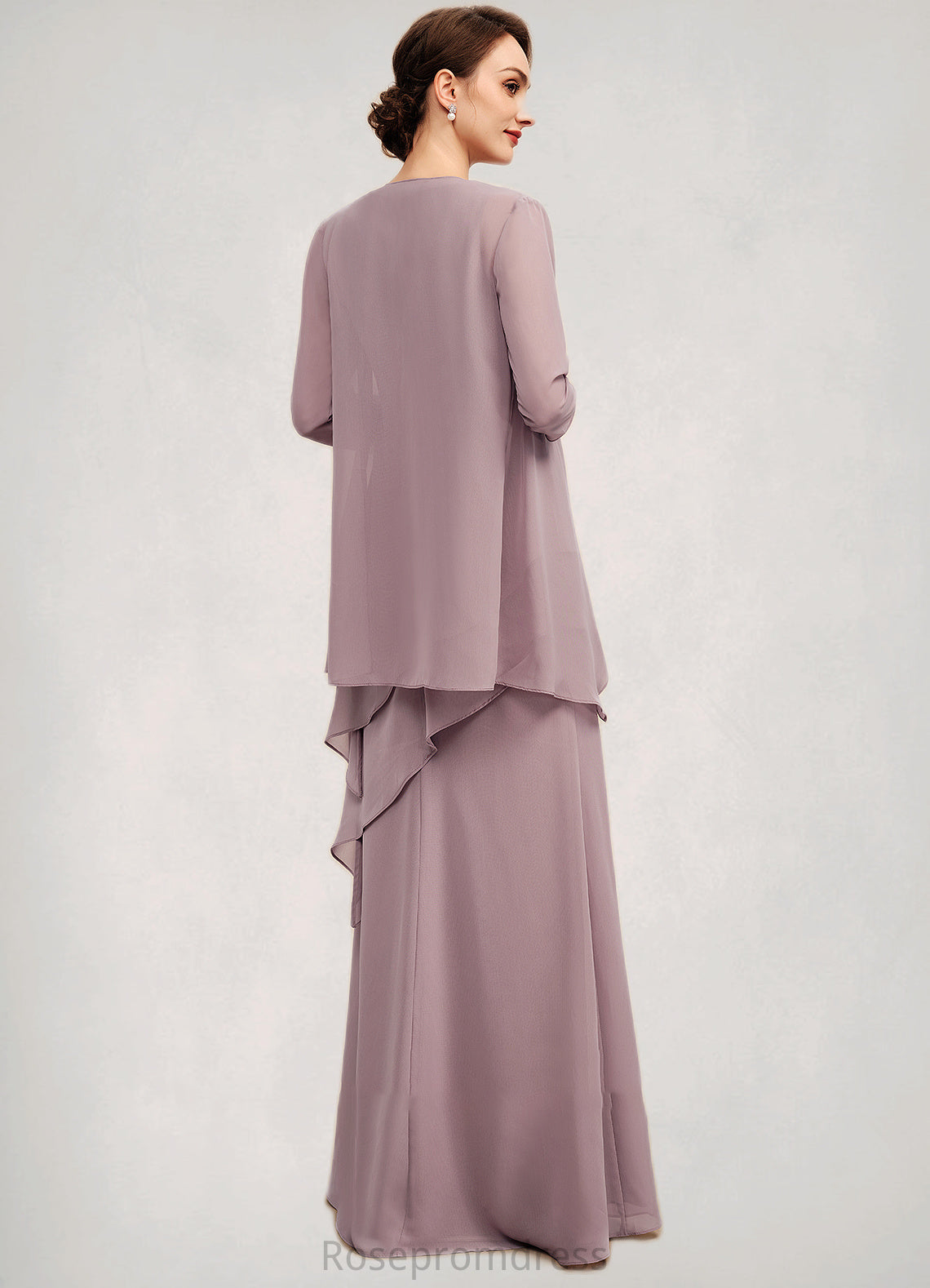 Serenity A-Line Scoop Neck Floor-Length Chiffon Mother of the Bride Dress With Beading SRS126P0014593