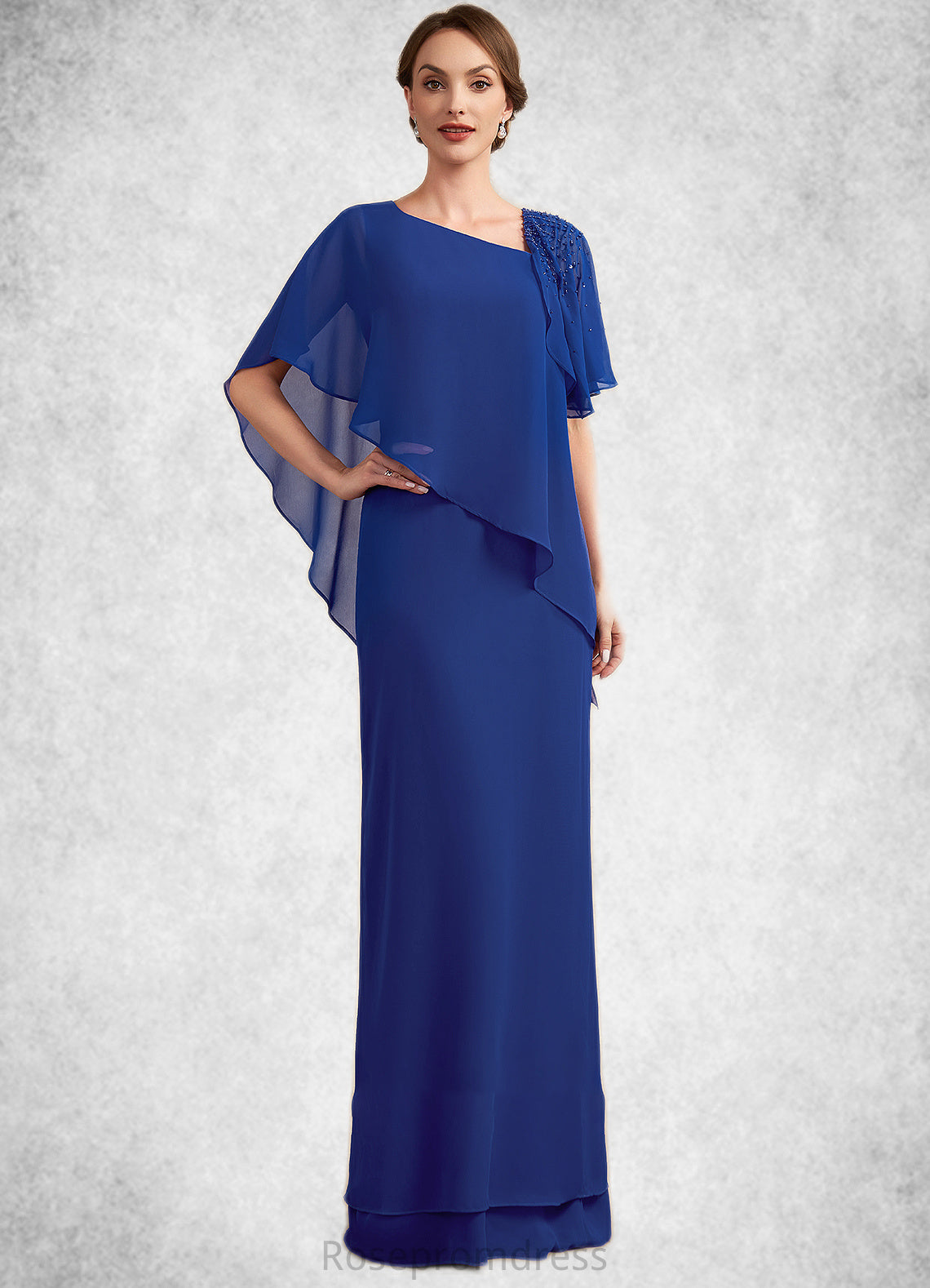 Hailey A-Line V-neck Floor-Length Chiffon Mother of the Bride Dress With Beading Sequins SRS126P0014600