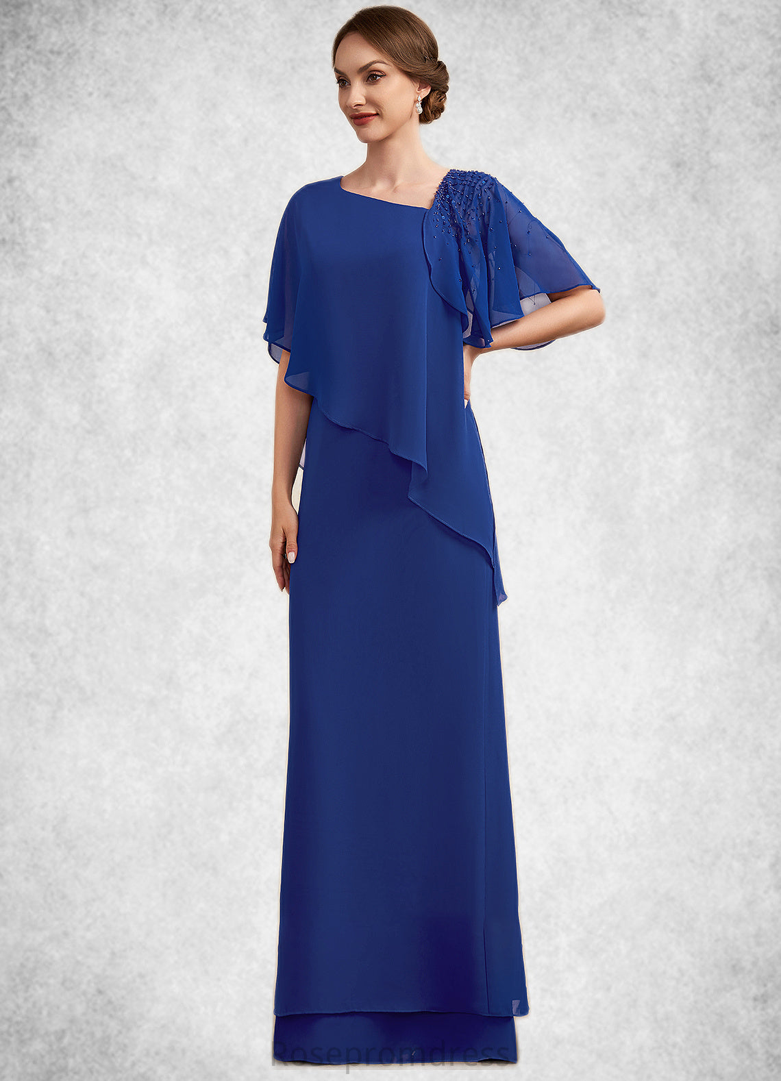 Hailey A-Line V-neck Floor-Length Chiffon Mother of the Bride Dress With Beading Sequins SRS126P0014600