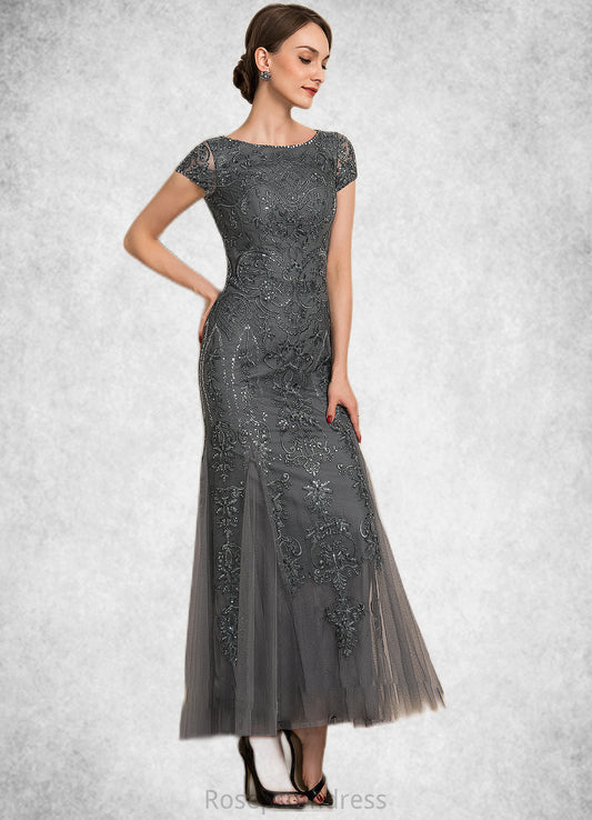 Ellie Trumpet/Mermaid Scoop Neck Ankle-Length Tulle Lace Sequined Mother of the Bride Dress With Beading Sequins SRS126P0014602