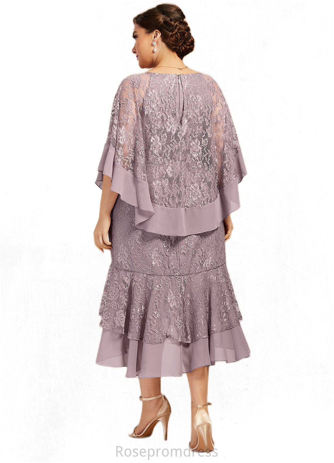 Mikaela Trumpet/Mermaid Scoop Neck Asymmetrical Chiffon Lace Mother of the Bride Dress With Beading Sequins SRS126P0014606