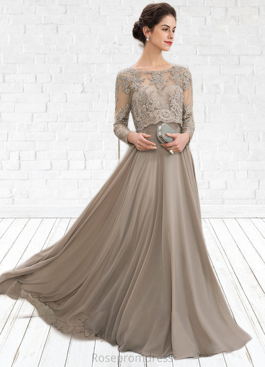 Ashlynn A-Line Scoop Neck Floor-Length Chiffon Lace Mother of the Bride Dress With Sequins SRS126P0014612