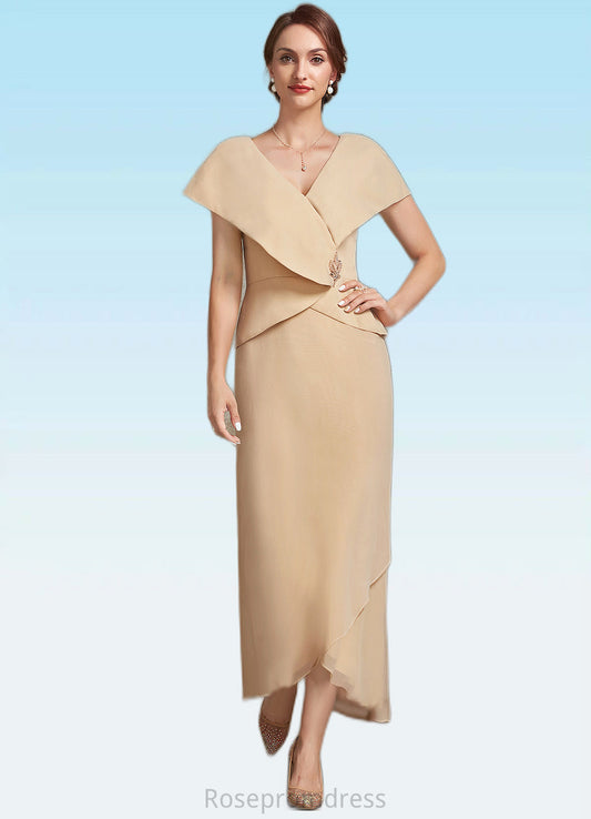 June A-line V-Neck Asymmetrical Chiffon Mother of the Bride Dress With Beading Sequins SRS126P0014615