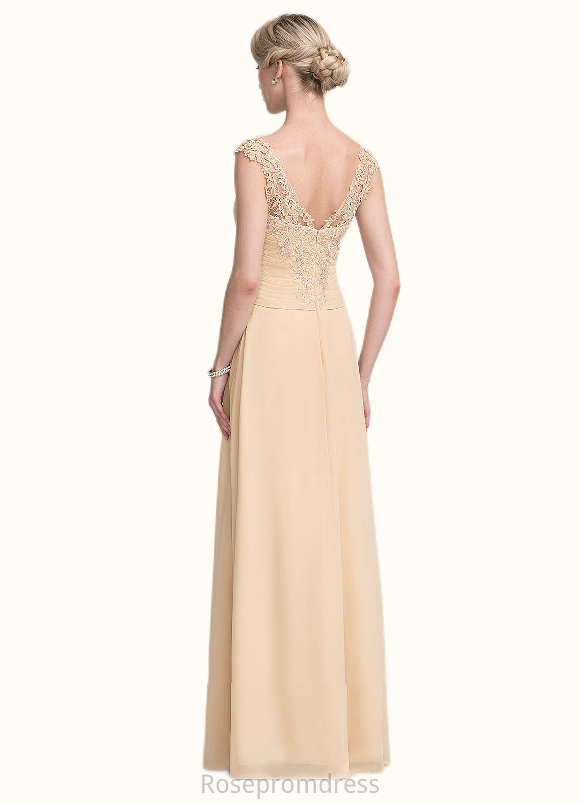 Amina A-Line V-neck Floor-Length Chiffon Lace Mother of the Bride Dress With Split Front Cascading Ruffles SRS126P0014619