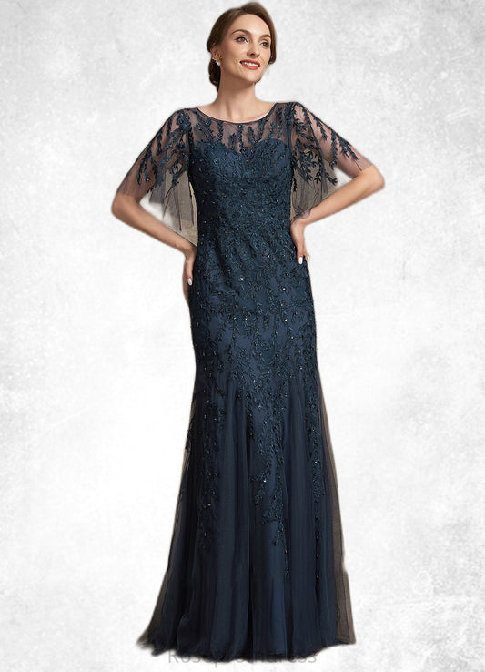 Vanessa Trumpet/Mermaid Scoop Neck Floor-Length Tulle Lace Mother of the Bride Dress With Sequins SRS126P0014625