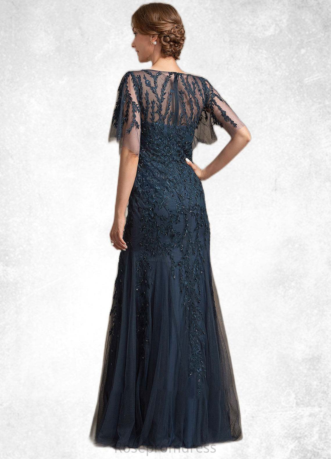 Vanessa Trumpet/Mermaid Scoop Neck Floor-Length Tulle Lace Mother of the Bride Dress With Sequins SRS126P0014625