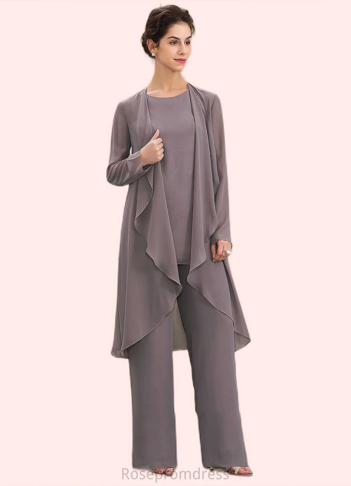 Deja Jumpsuit/Pantsuit Scoop Neck Floor-Length Chiffon Mother of the Bride Dress SRS126P0014629