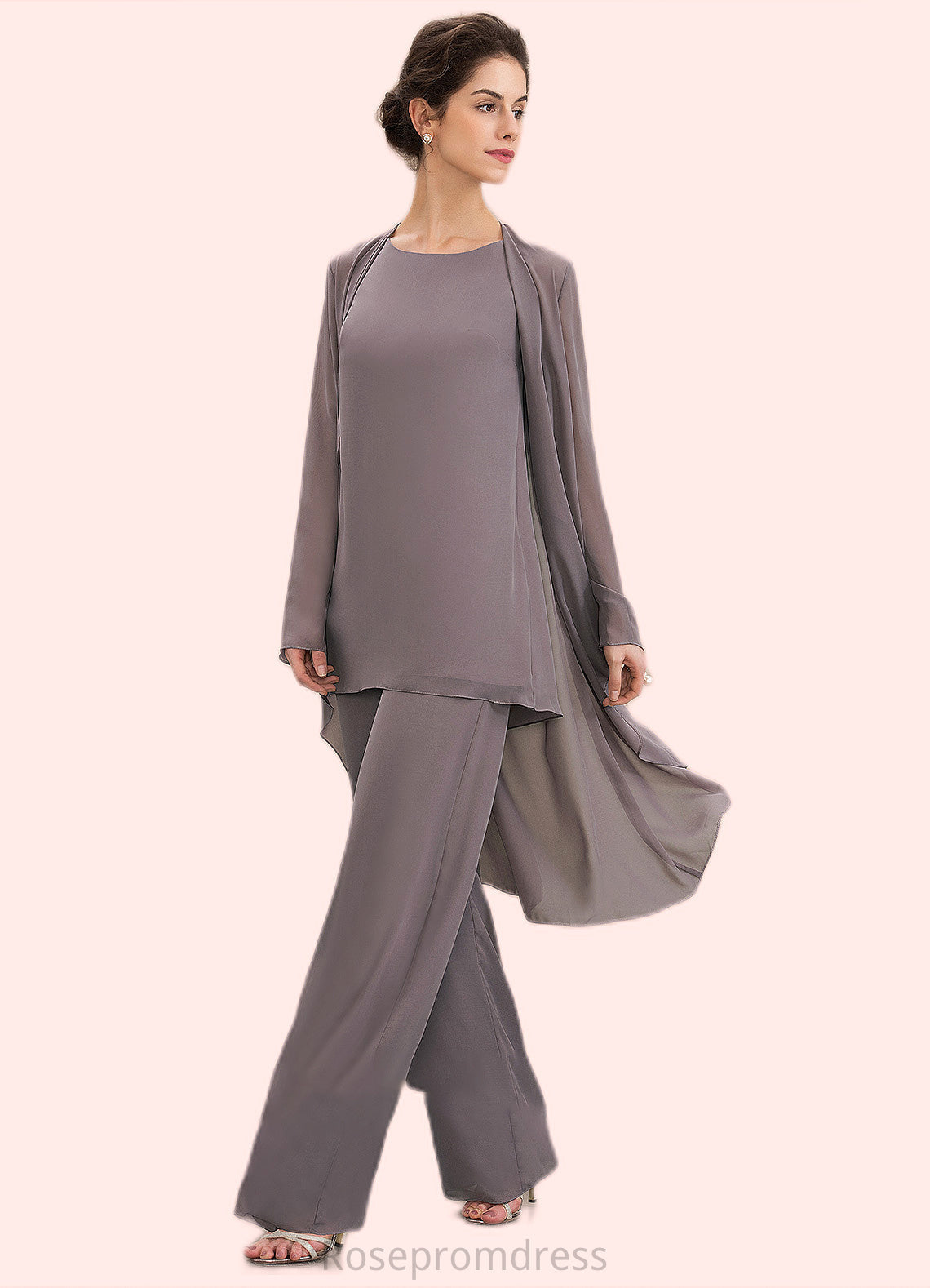 Deja Jumpsuit/Pantsuit Scoop Neck Floor-Length Chiffon Mother of the Bride Dress SRS126P0014629