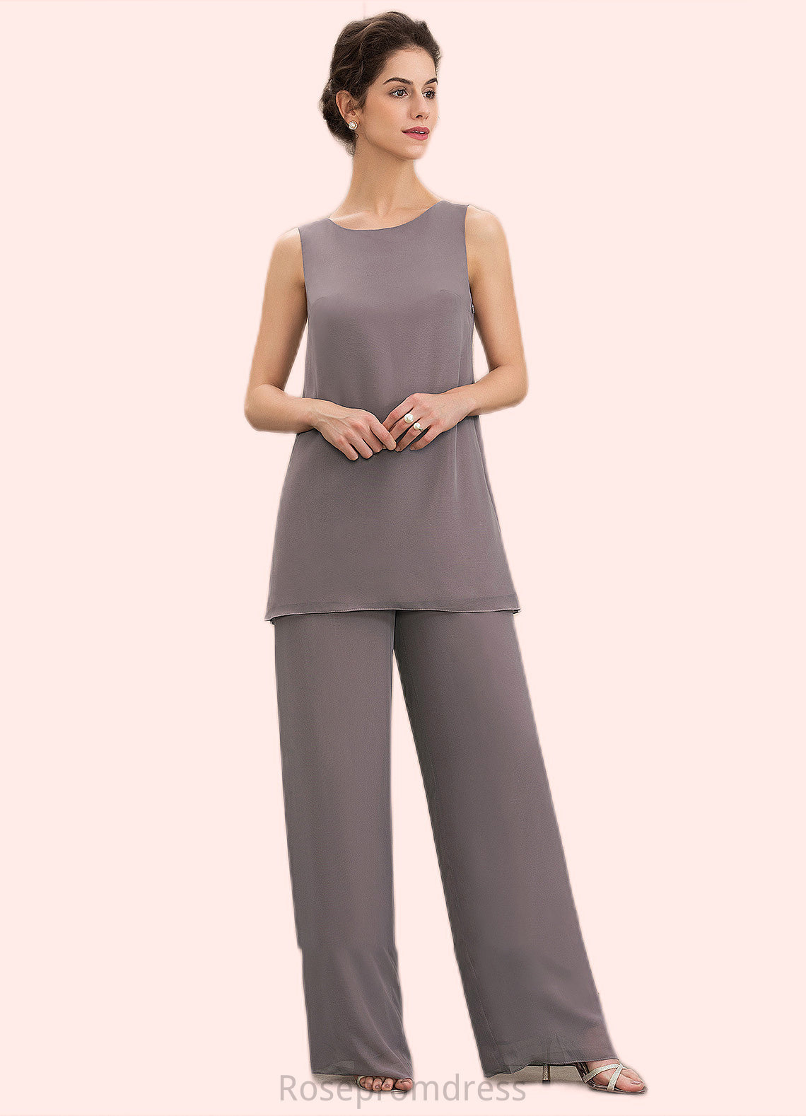 Deja Jumpsuit/Pantsuit Scoop Neck Floor-Length Chiffon Mother of the Bride Dress SRS126P0014629