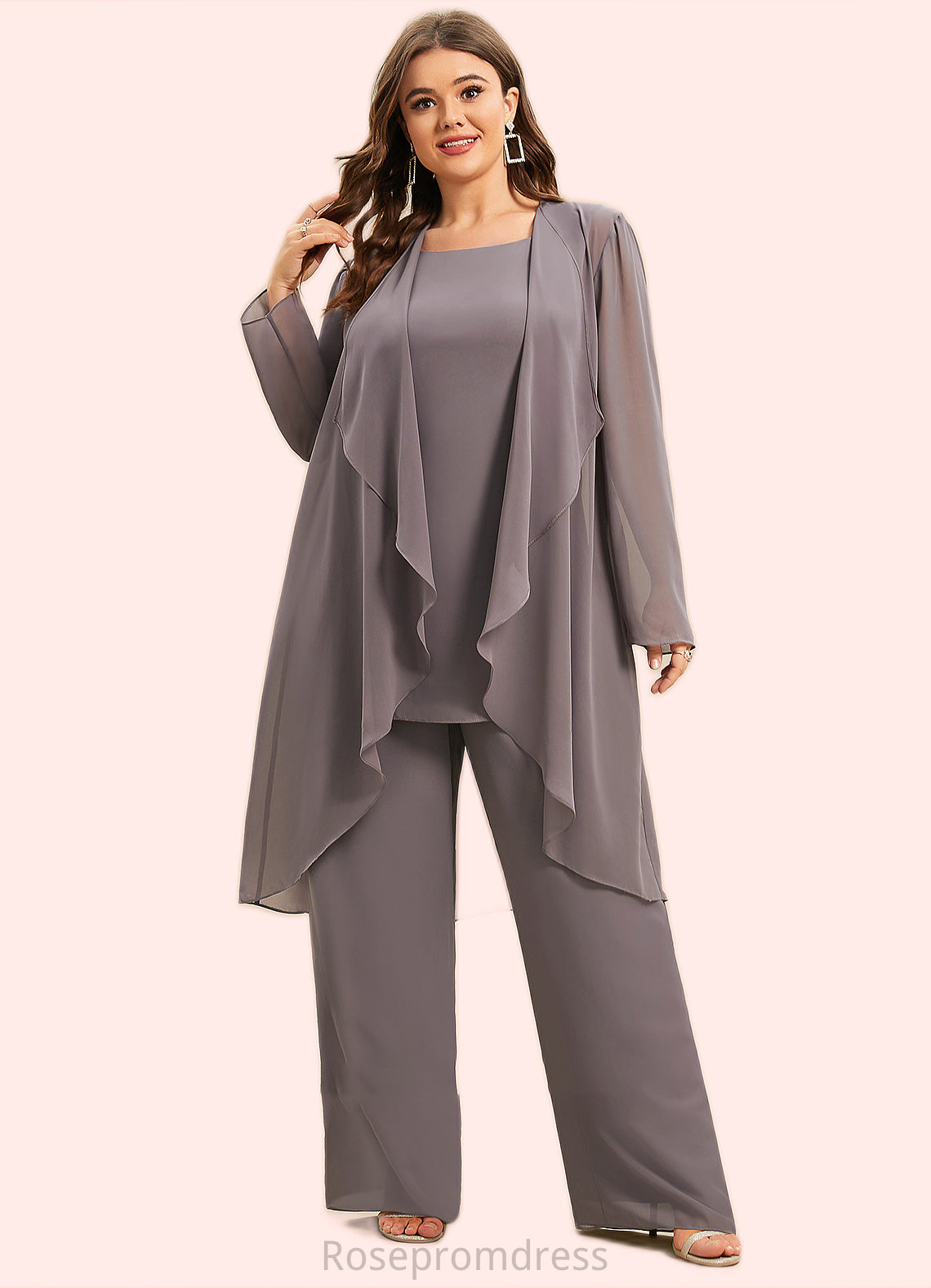 Deja Jumpsuit/Pantsuit Scoop Neck Floor-Length Chiffon Mother of the Bride Dress SRS126P0014629
