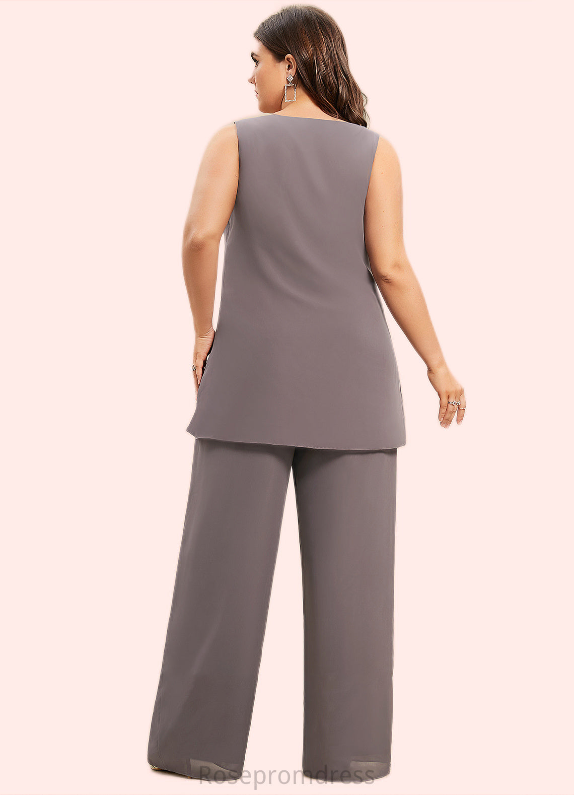 Deja Jumpsuit/Pantsuit Scoop Neck Floor-Length Chiffon Mother of the Bride Dress SRS126P0014629