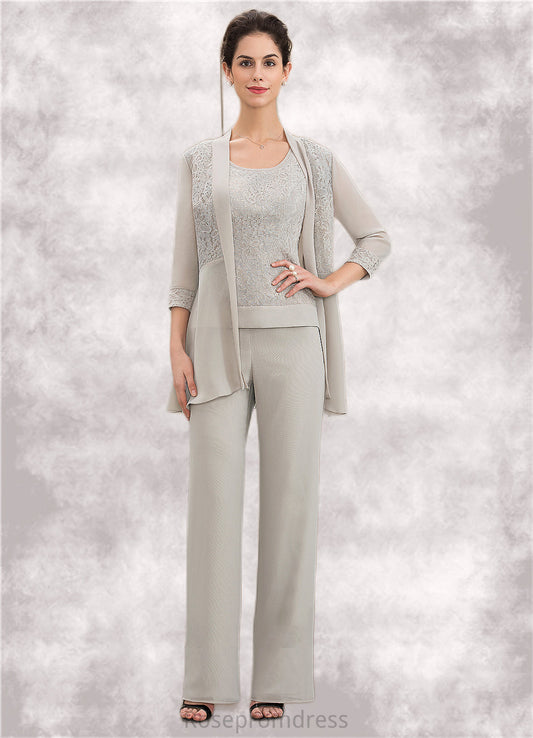 Tracy Jumpsuit/Pantsuit Scoop Neck Floor-Length Chiffon Lace Mother of the Bride Dress SRS126P0014632
