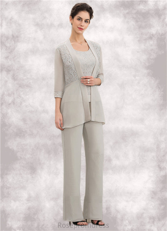 Tracy Jumpsuit/Pantsuit Scoop Neck Floor-Length Chiffon Lace Mother of the Bride Dress SRS126P0014632