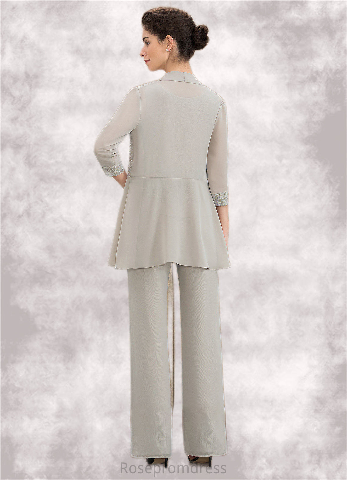 Tracy Jumpsuit/Pantsuit Scoop Neck Floor-Length Chiffon Lace Mother of the Bride Dress SRS126P0014632