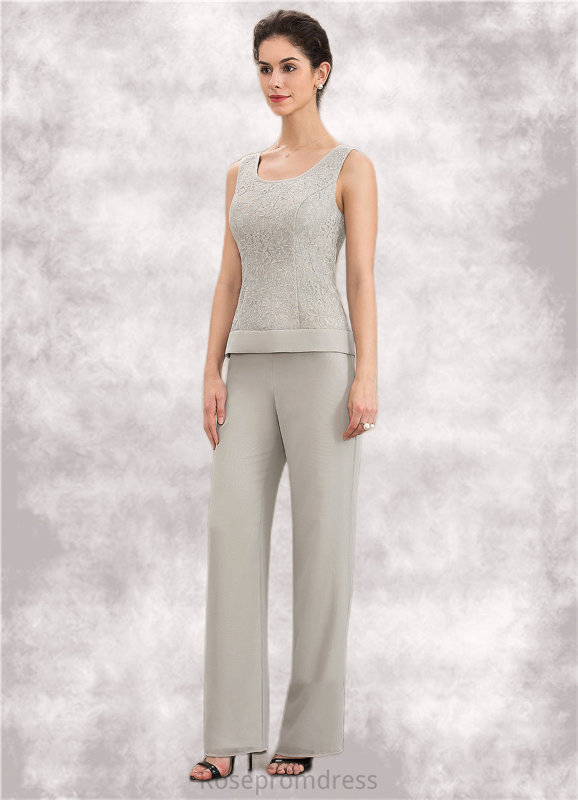 Tracy Jumpsuit/Pantsuit Scoop Neck Floor-Length Chiffon Lace Mother of the Bride Dress SRS126P0014632