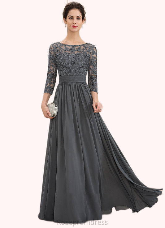 Jazlene A-Line Scoop Neck Floor-Length Chiffon Lace Mother of the Bride Dress With Ruffle Beading Sequins SRS126P0014652