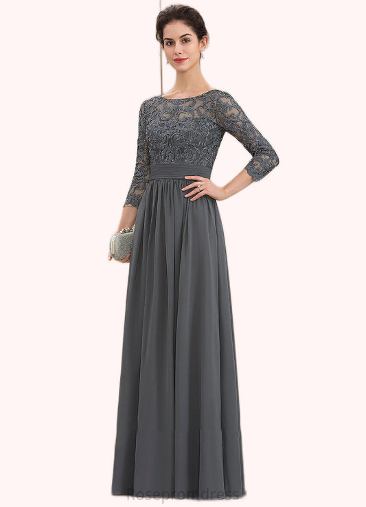 Jazlene A-Line Scoop Neck Floor-Length Chiffon Lace Mother of the Bride Dress With Ruffle Beading Sequins SRS126P0014652
