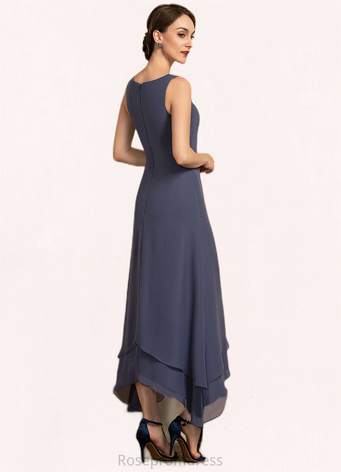 Chaya A-line V-Neck Ankle-Length Chiffon Mother of the Bride Dress With Beading SRS126P0014655