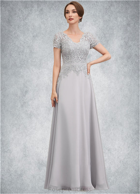 Jennifer A-line V-Neck Floor-Length Chiffon Lace Mother of the Bride Dress With Sequins SRS126P0014658
