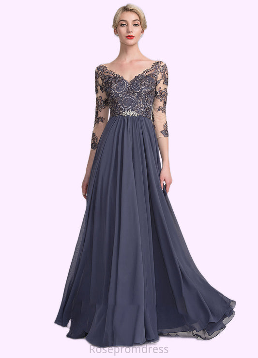 Aria A-Line V-neck Floor-Length Chiffon Lace Mother of the Bride Dress SRS126P0014659