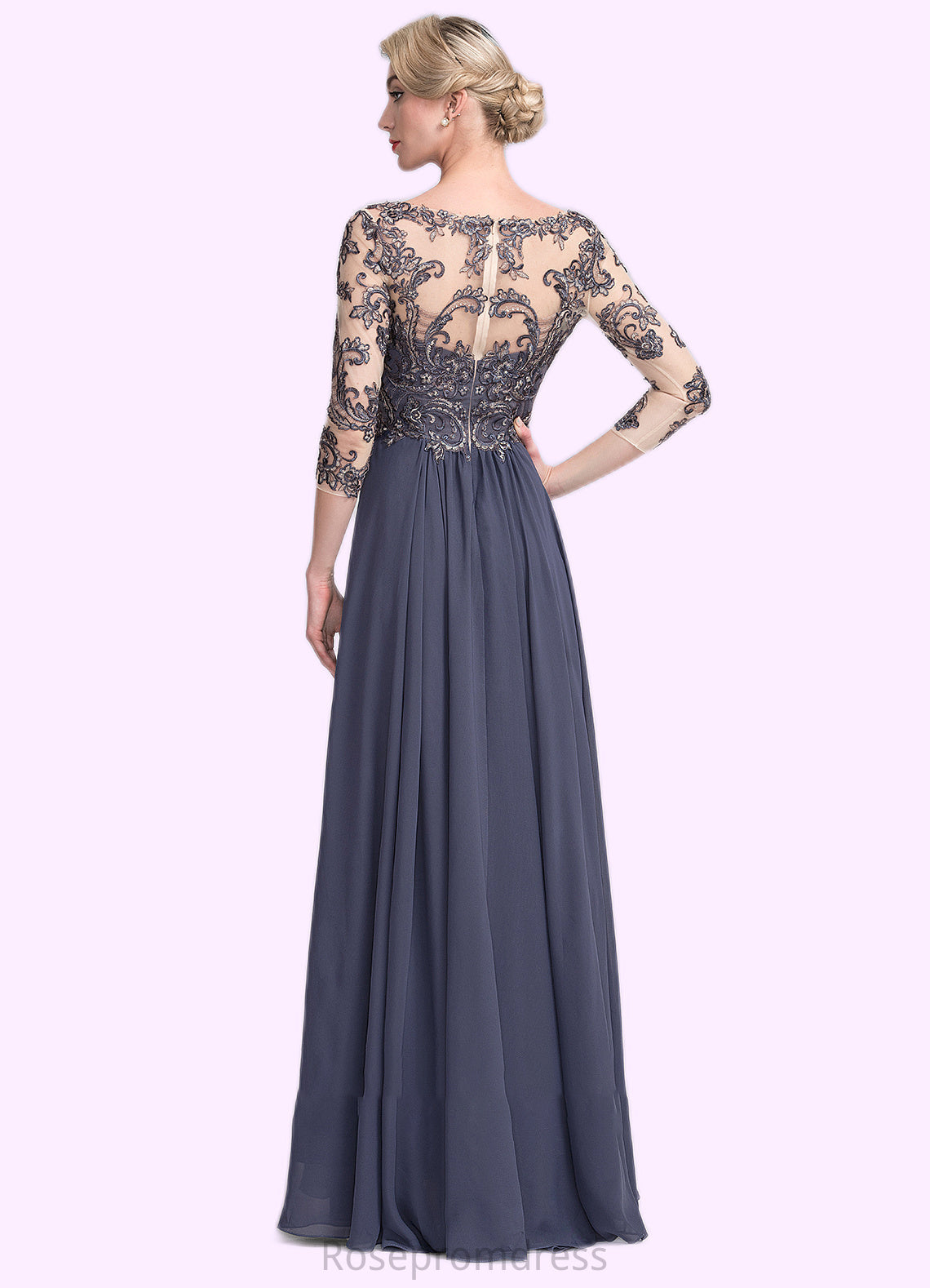 Aria A-Line V-neck Floor-Length Chiffon Lace Mother of the Bride Dress SRS126P0014659