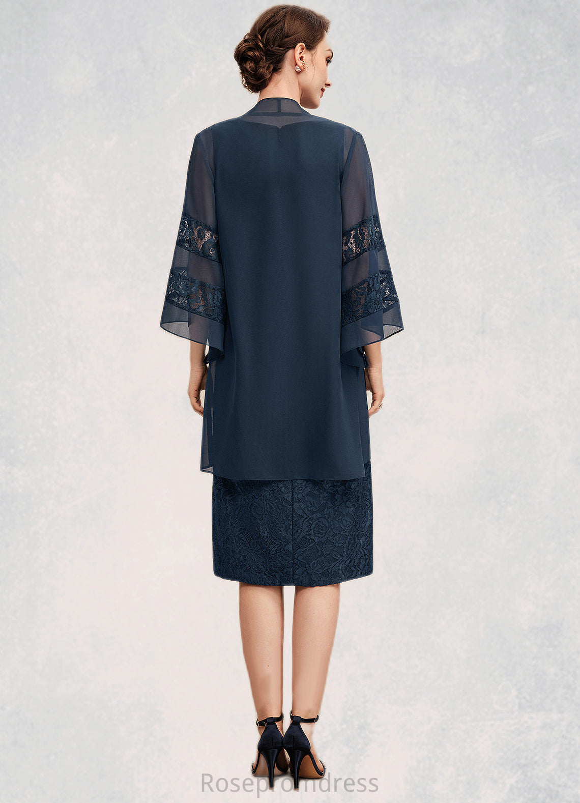 Karissa Sheath/Column Scoop Neck Knee-Length Lace Mother of the Bride Dress With Beading Sequins SRS126P0014661