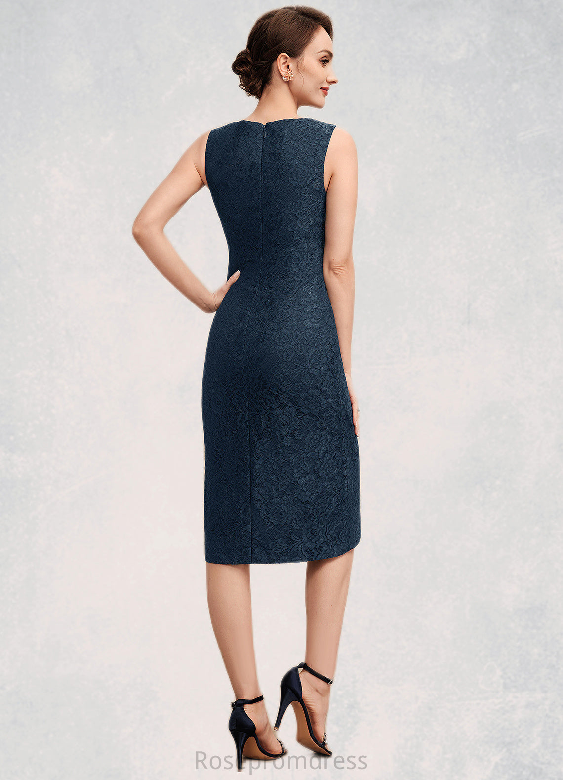 Karissa Sheath/Column Scoop Neck Knee-Length Lace Mother of the Bride Dress With Beading Sequins SRS126P0014661