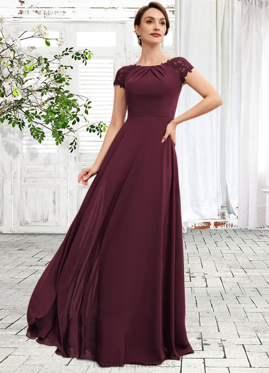 Nicky A-Line Scoop Neck Floor-Length Chiffon Mother of the Bride Dress With Ruffle Lace SRS126P0014662