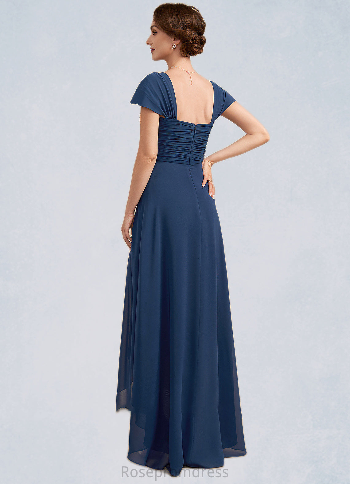 Khloe A-Line Sweetheart Asymmetrical Chiffon Lace Mother of the Bride Dress With Ruffle Beading Sequins SRS126P0014663