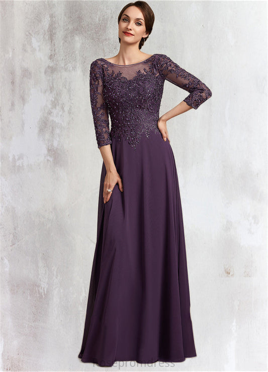 Harper A-Line Scoop Neck Floor-Length Chiffon Lace Mother of the Bride Dress With Sequins SRS126P0014670