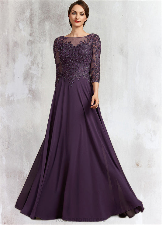 Harper A-Line Scoop Neck Floor-Length Chiffon Lace Mother of the Bride Dress With Sequins SRS126P0014670