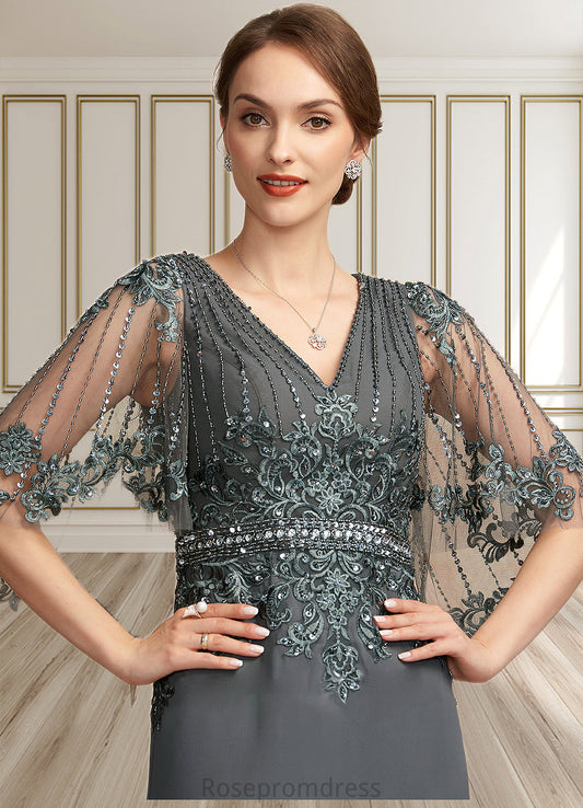 Aileen A-Line V-neck Floor-Length Chiffon Lace Mother of the Bride Dress With Beading Sequins SRS126P0014674