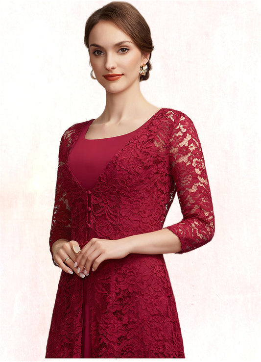 Novia A-Line Scoop Neck Tea-Length Chiffon Mother of the Bride Dress SRS126P0014684