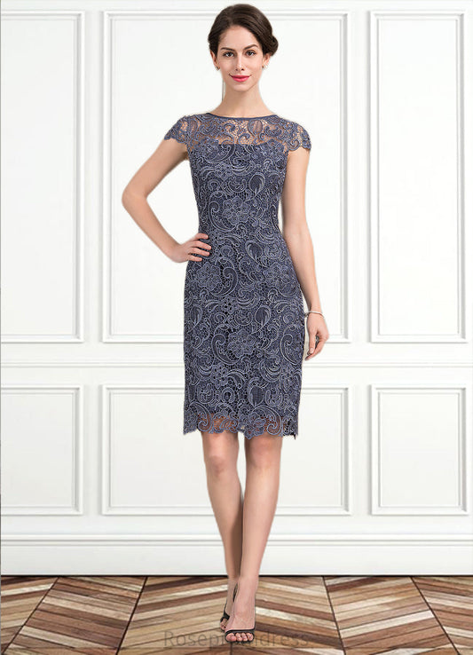 Helen Sheath/Column Scoop Neck Knee-Length Lace Mother of the Bride Dress SRS126P0014691